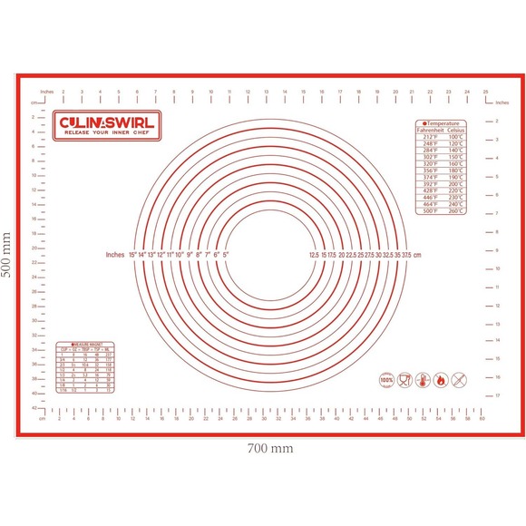 CulinaSwirl Bake Kit two 16.5x11.5 Baking Mats, one 28.5x19.5 Dough Mat, Spatula - Picture 4 of 7